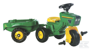 John Deere tříkolka s přívěsem (R05276)