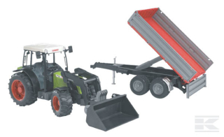 Traktor Claas Nectis 267 s čelním nakladačem a přívěsem - Bruder 02112
