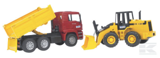 Nákladní auto MAN s bagrem - Bruder 02752