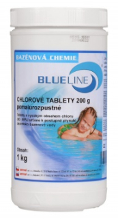 Pomalurozpustné chlorové tablety 200g, 1kg, Blue Line (505601)